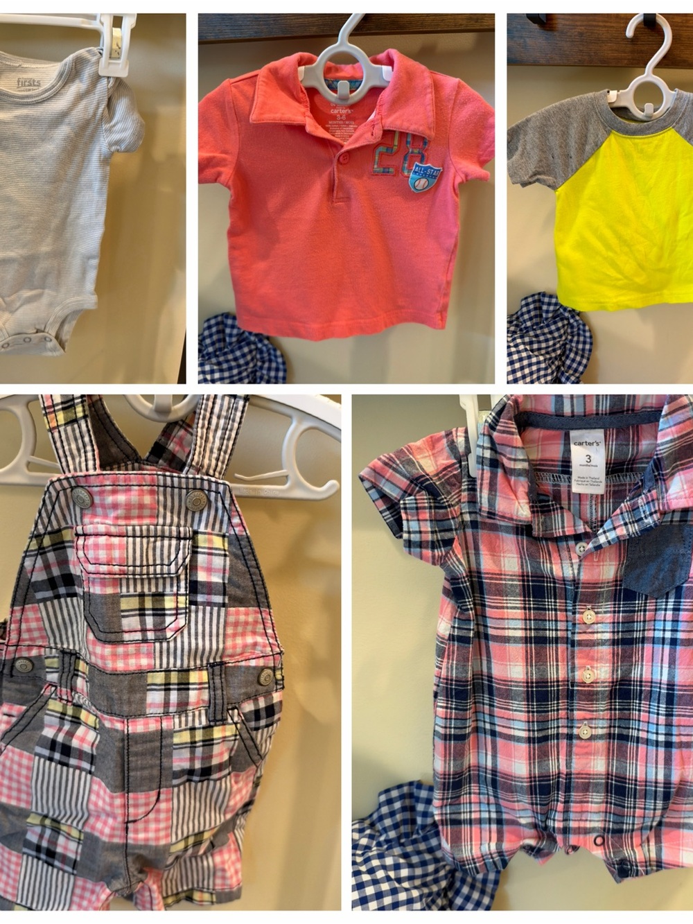 Carter's Baby Boys Overalls Romper Set Bundle of 5 Size 3 Months